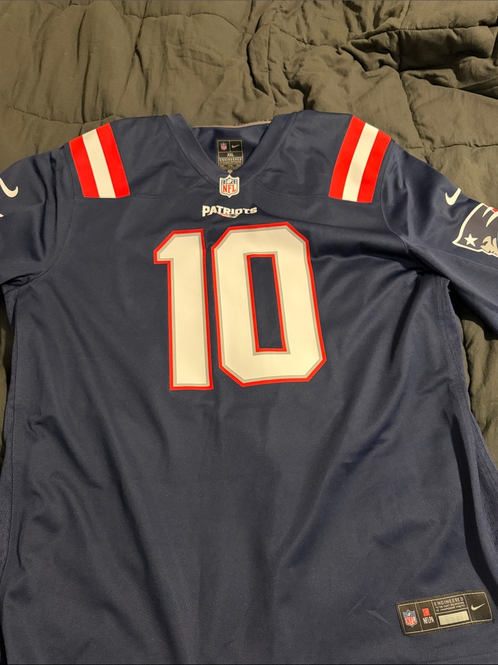 Drake Maye Nike New England Patriots Navy Blue #10 Football Jersey